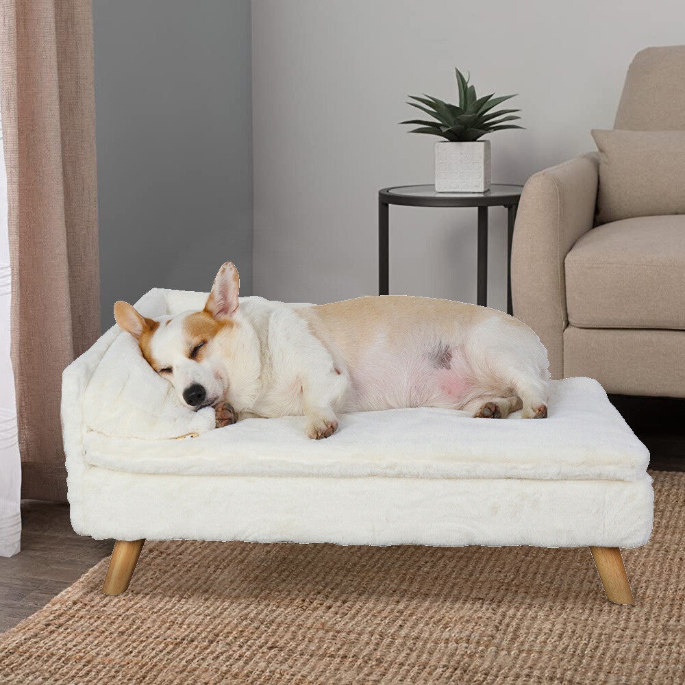 Pet Sofa Bed Snuggle Lounge Elevated Dog Cat Bed W/ Cushion for Small/Medium Pet
