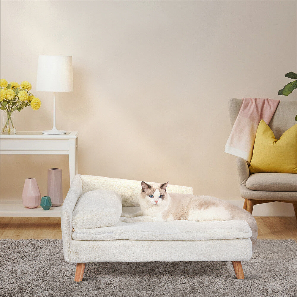 Pet Sofa Bed Snuggle Lounge Elevated Dog Cat Bed W/ Cushion for Small/Medium Pet