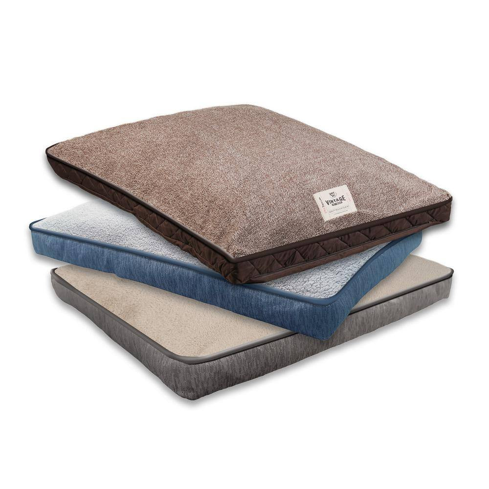 40 In. X 30 In. Piping Blue/Gray Sherpa Jacquard Gusset Pet Bed