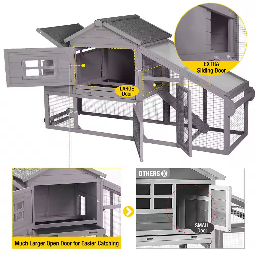 Wooden Chicken Coop for 1/2 Hens with Wheels
