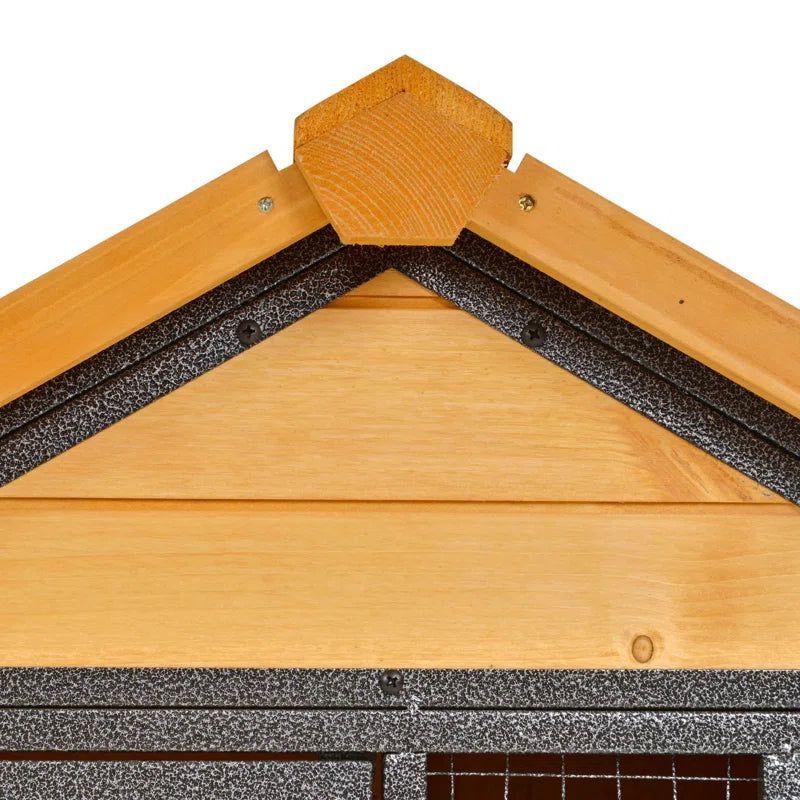 Wood-Metal Pet House Elevated Rabbit Hutch Bunny Cage Small Animal Habitat with Slide-Out Tray Lockable Door Water-Resistant Asphalt Roof for Outdoor 48" X 24.75" X 36.25" Light Yellow