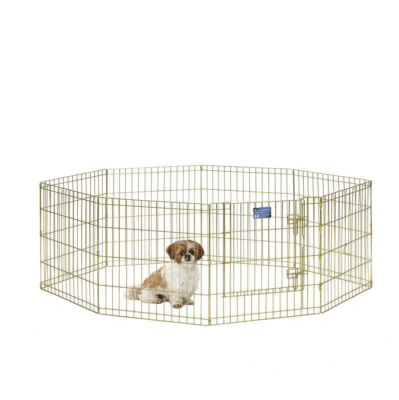 Gold Zinc Exercise Pen/Pet Playpen with Door