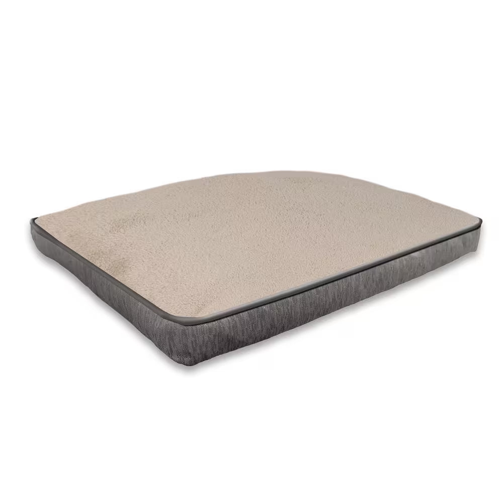 40 In. X 30 In. Piping Gray/Cream Sherpa Jacquard Gusset Pet Bed