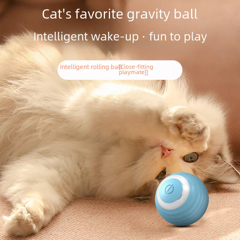 Pet Gravity Smart Rolling Ball Cat Toy for Entertainment, Self-Play, Rechargeable Cat Teaser Ball