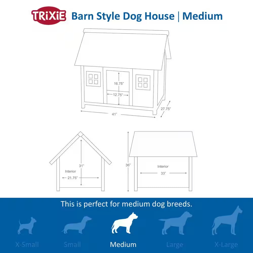 Natura Barn Style Dog House, Elevated Pet Shelter, Weatherproof Dog House, Small
