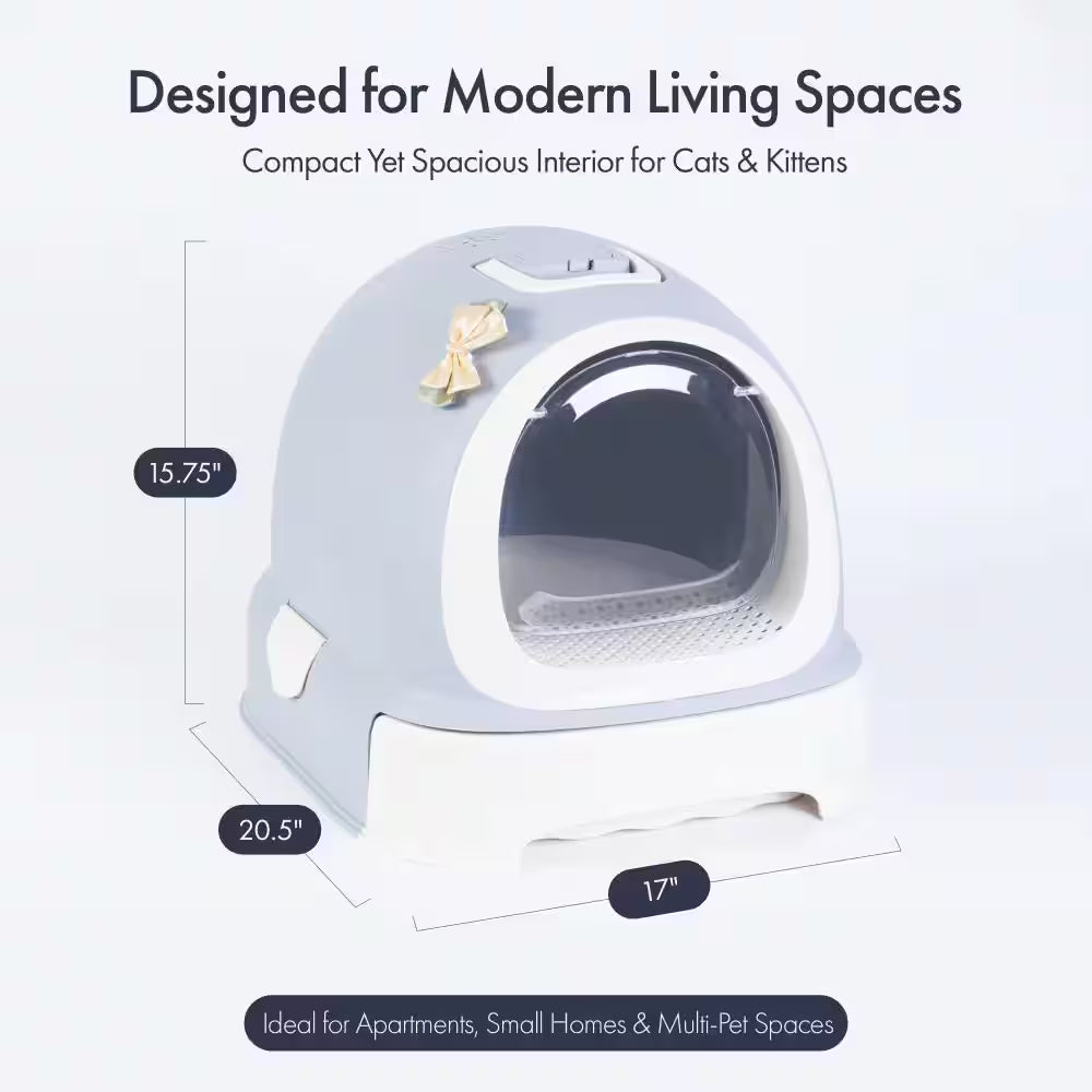 Fully Enclosed Hooded Litter Pan with Front Entry Odor Close Door, Cat Litter Scoop Included