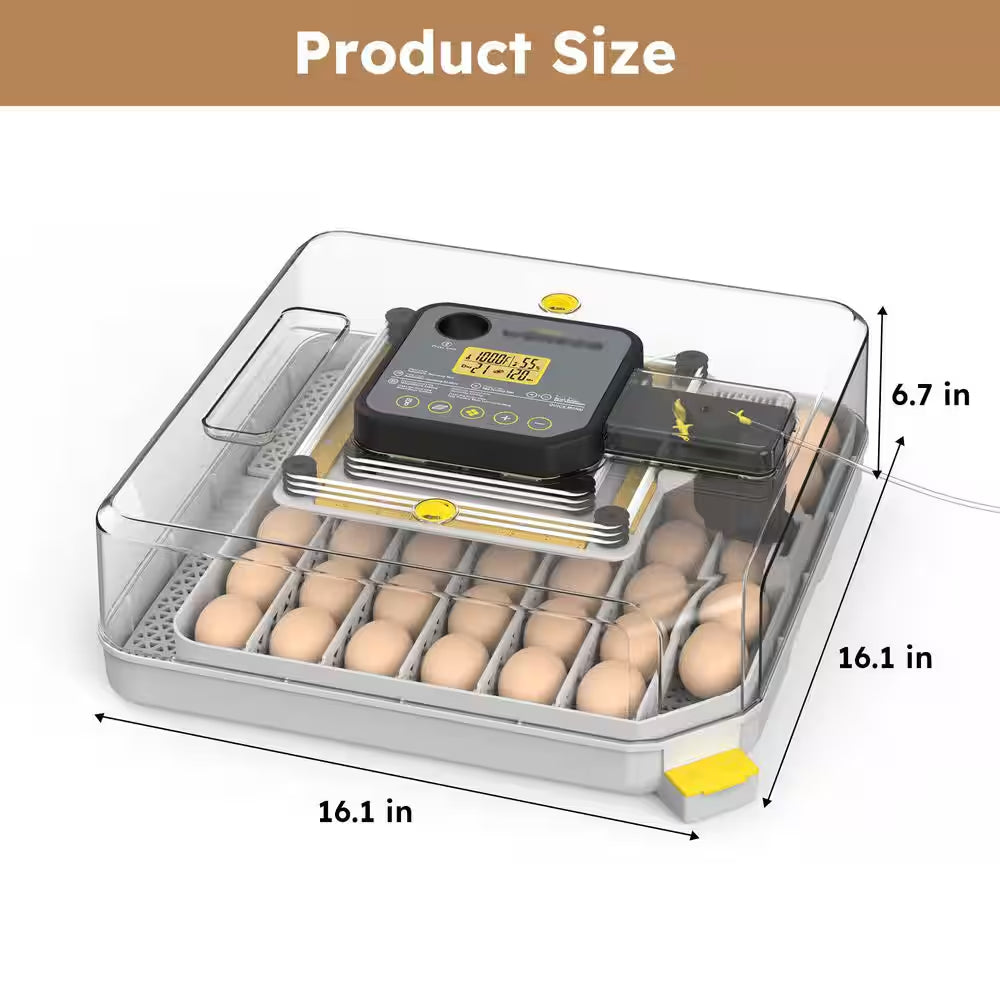 16.14 In. X 16.14 In. 48-Egg LED Cold-Light Poultry Incubator Temperature Display Humidity Control and Water Serving