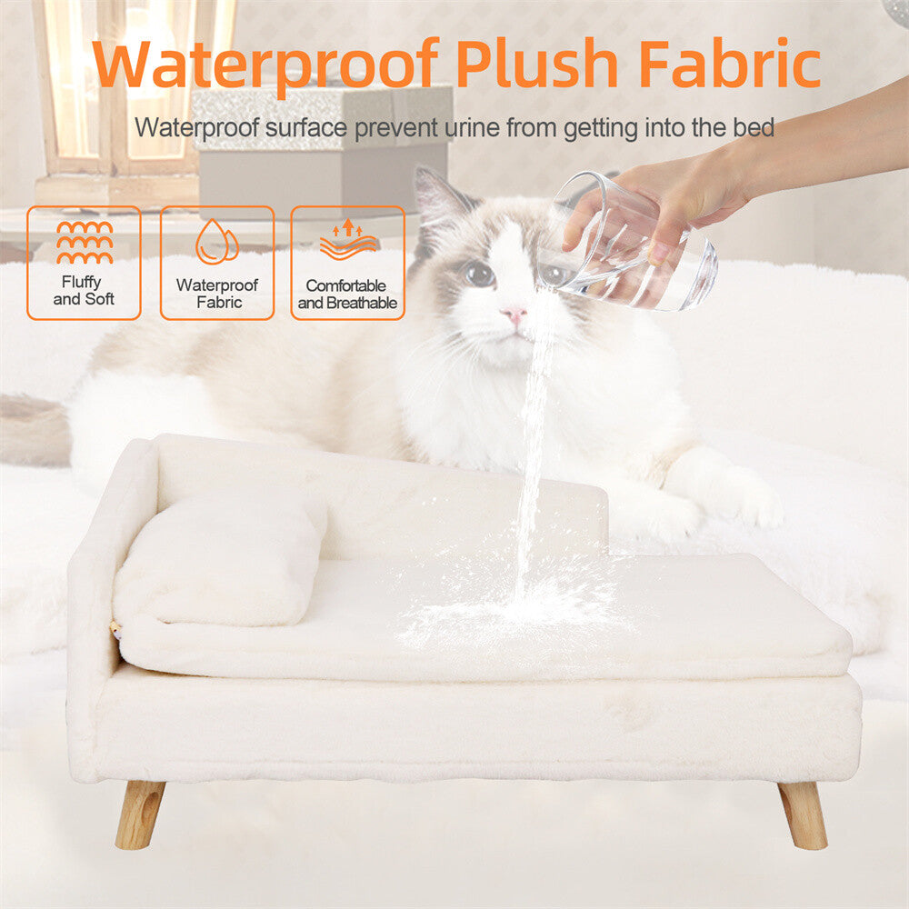 Pet Sofa Bed Snuggle Lounge Elevated Dog Cat Bed W/ Cushion for Small/Medium Pet