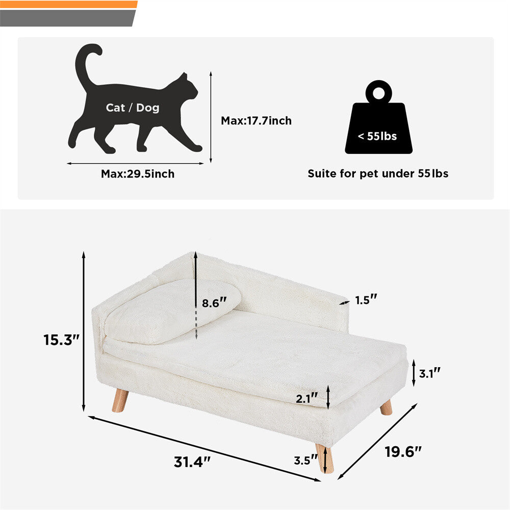 Pet Sofa Bed Snuggle Lounge Elevated Dog Cat Bed W/ Cushion for Small/Medium Pet