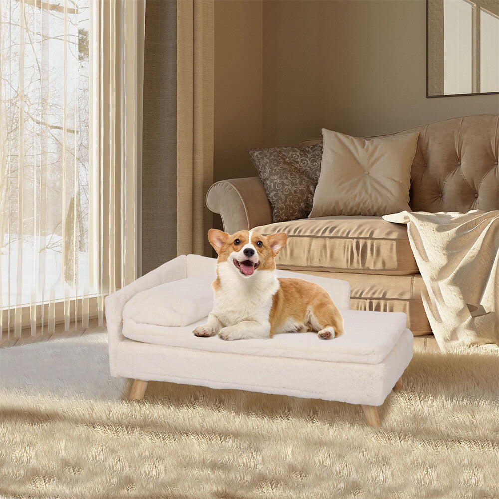 Pet Sofa Bed Snuggle Lounge Elevated Dog Cat Bed W/ Cushion for Small/Medium Pet