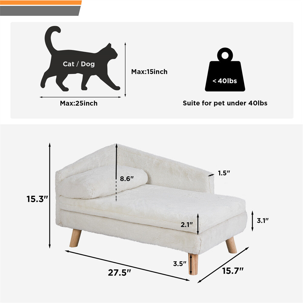 Pet Sofa Bed Snuggle Lounge Elevated Dog Cat Bed W/ Cushion for Small/Medium Pet