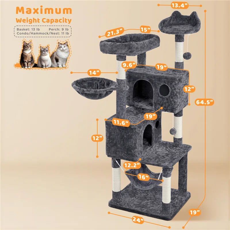 Multiple Level Cat Tree with Scratching Posts