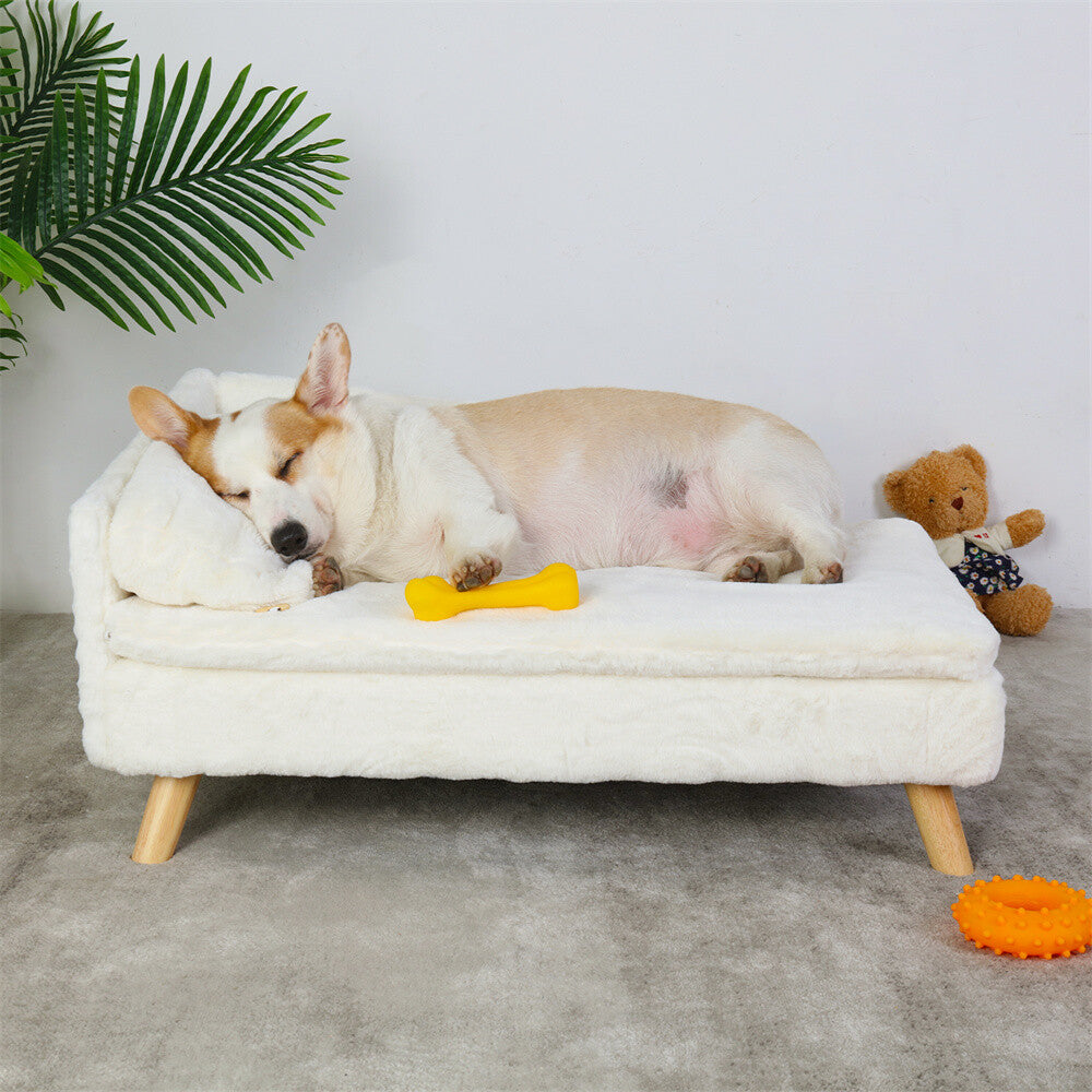 Pet Sofa Bed Snuggle Lounge Elevated Dog Cat Bed W/ Cushion for Small/Medium Pet