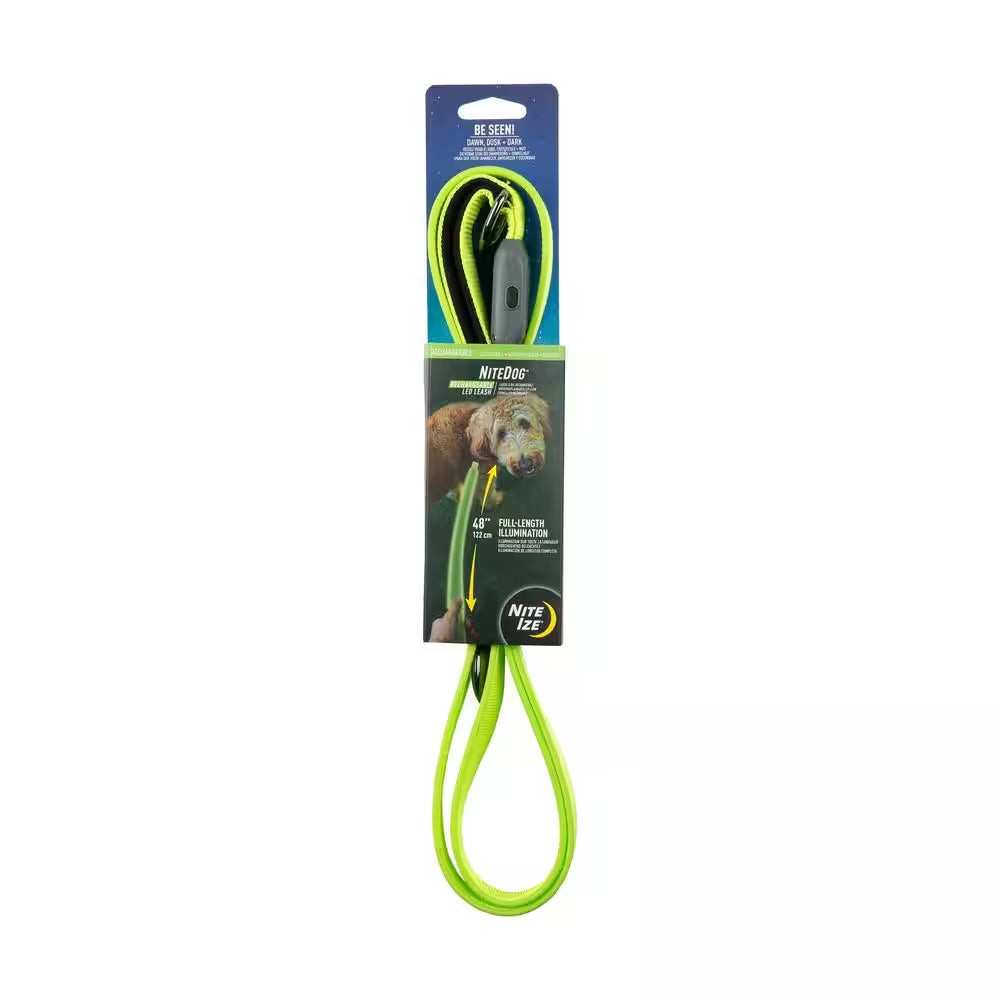 Nitedog Rechargeable LED Leash - Lime/Green LED