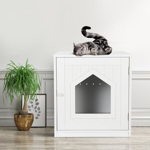 19" Cat Hidden Litter Box Enclosure End Table Pet Crate Box Kitty Pet House