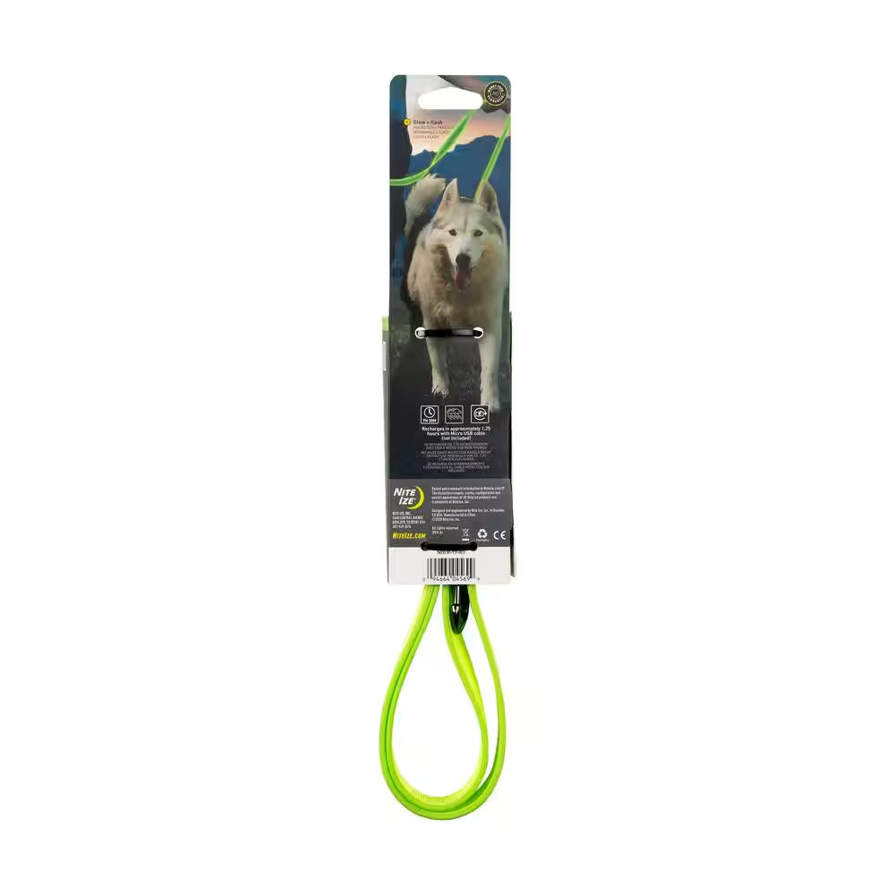 Nitedog Rechargeable LED Leash - Lime/Green LED