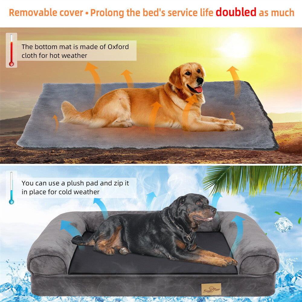 Memory Foam Dog Bed Durable Oxford Waterproof Orthopedic Medium to Large XXL Pet