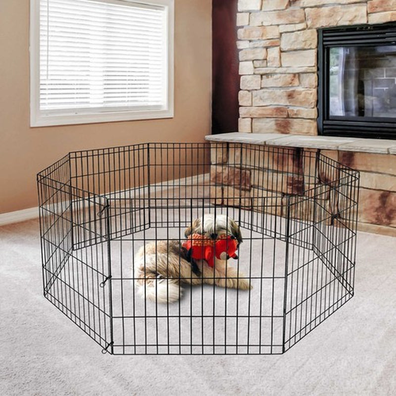 24 Inch Dog Playpen 8 Panels Tall Large Crate Fence Pet Puppy Pen Exercise Cage