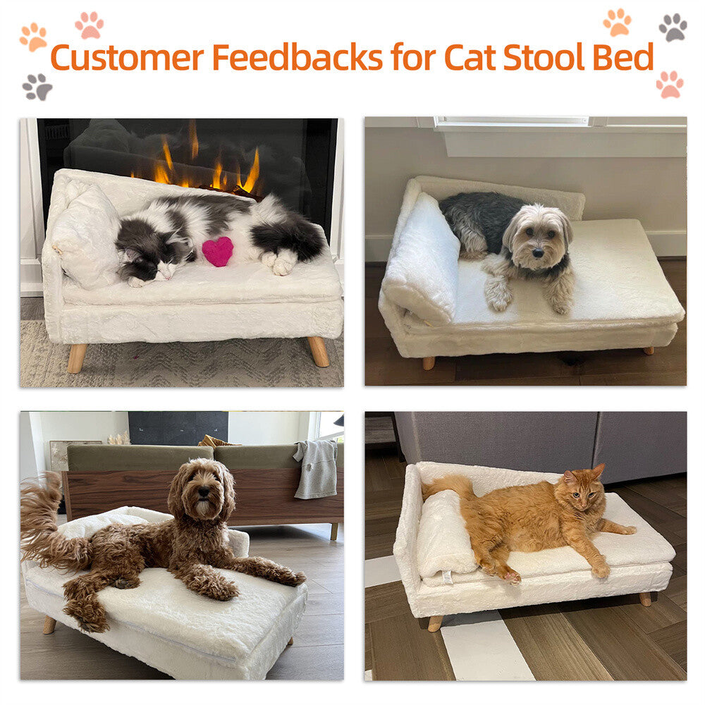 Pet Sofa Bed Snuggle Lounge Elevated Dog Cat Bed W/ Cushion for Small/Medium Pet