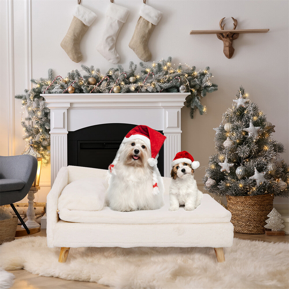 Pet Sofa Bed Snuggle Lounge Elevated Dog Cat Bed W/ Cushion for Small/Medium Pet