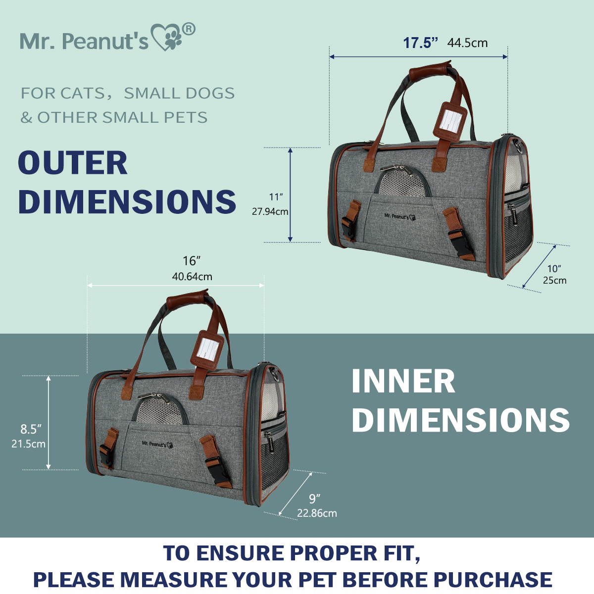 Mr. Peanut's Gold Series Standard Size Airline Compliant Pet Carrier