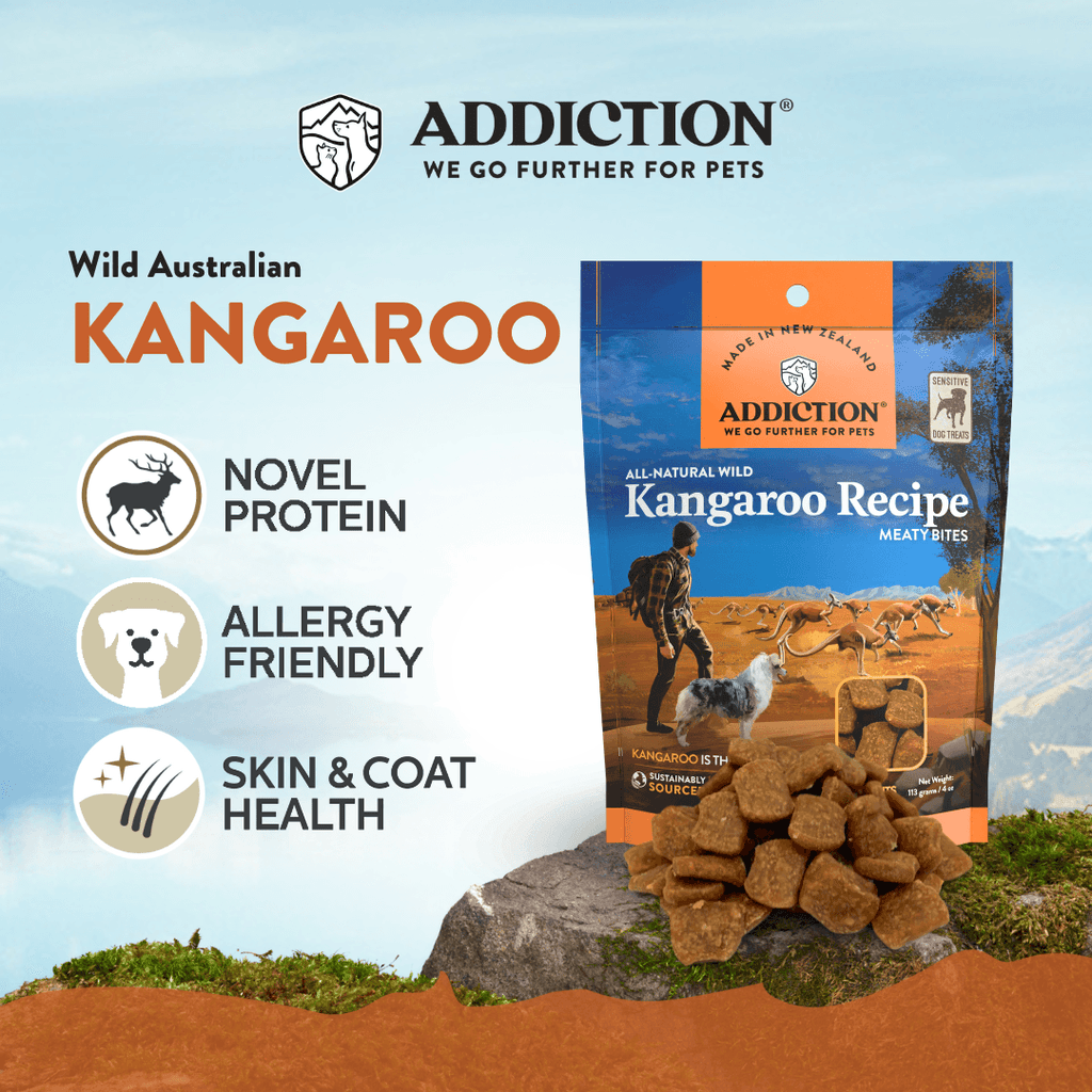 Addiction Wild Kangaroo Dry Dog Food & Meaty Bites Dog Treats Bundle