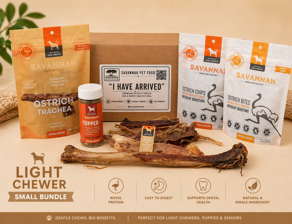 Light Chewer Small Box — 6 Ostrich Treats for Gentle Chewers
