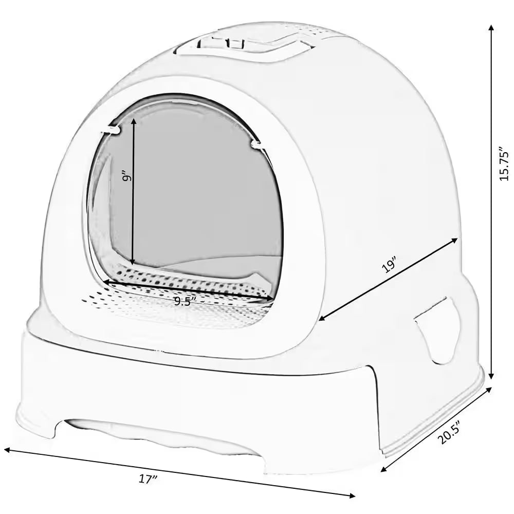 Fully Enclosed Hooded Litter Pan with Front Entry Odor Close Door, Cat Litter Scoop Included