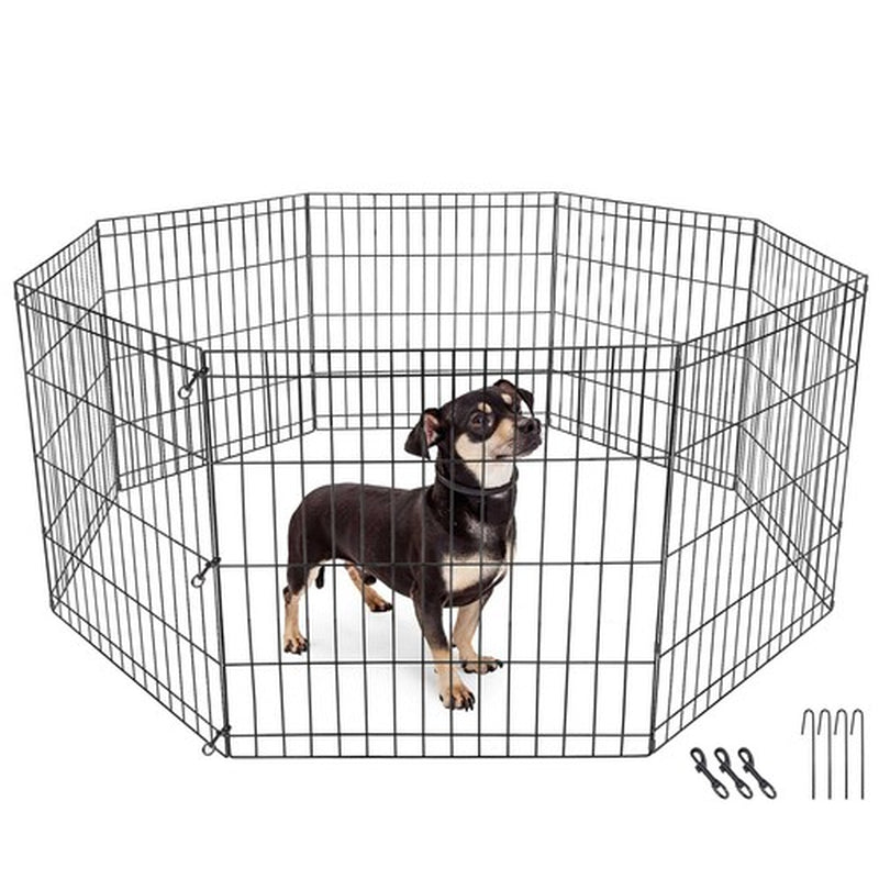 24 Inch Dog Playpen 8 Panels Tall Large Crate Fence Pet Puppy Pen Exercise Cage