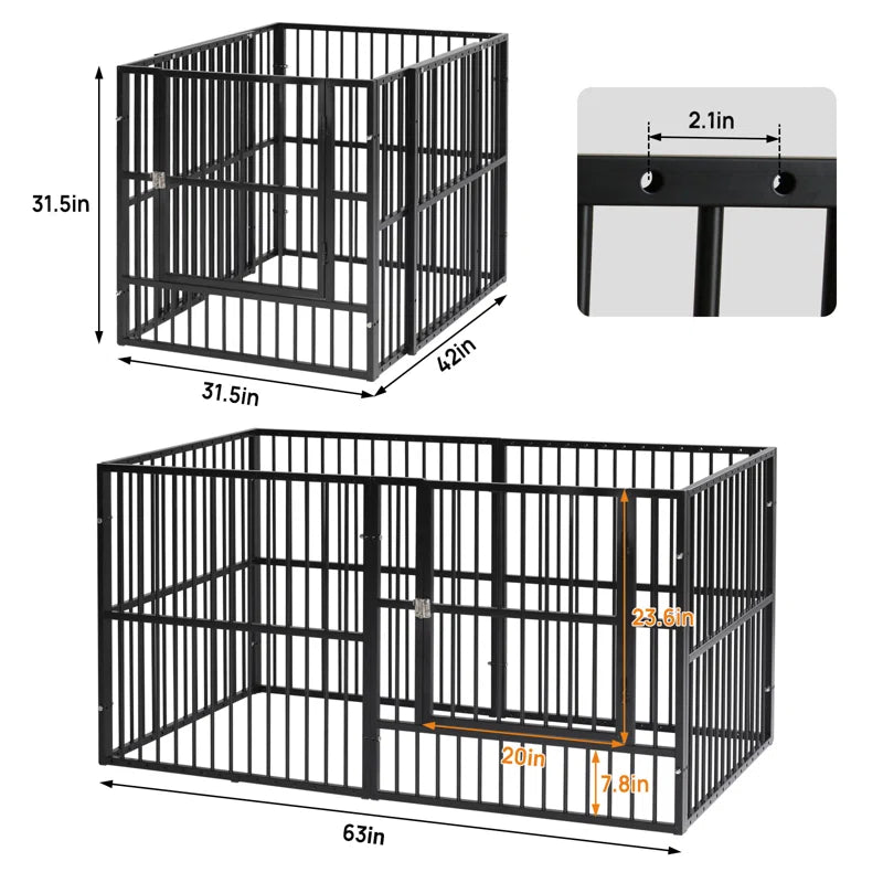 Dog Fence Heavy Duty Exercise Pen Safe and Sturdy,31"- 63" Inch Extendable,31.5" Height