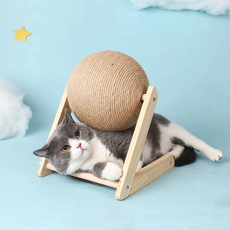 Cat Scratching Ball Toy, Sisal Scratching Ball with Stable Stand, Interactive Cat Exercise Toy for Interactive Play and Exercise