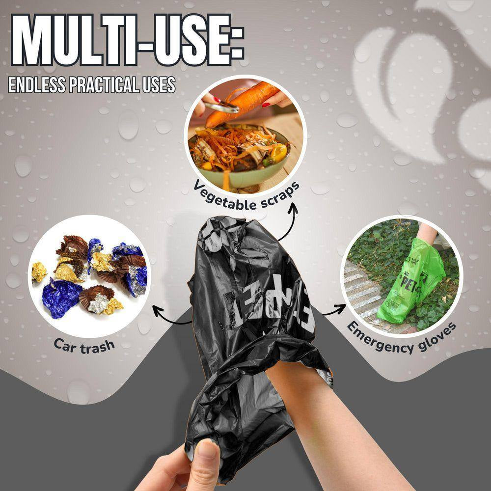Dog Waste Bags USDA Certified 41% Plant Based and 59% PE, 1080 Leak-Proof, Extra Thick Large Dog Poop Bag Rolls - Black