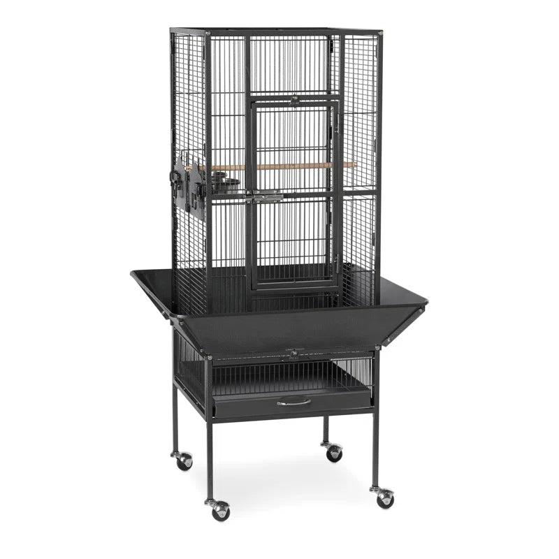 Hester Steel Flat Top Floor Bird Cage with Wheels