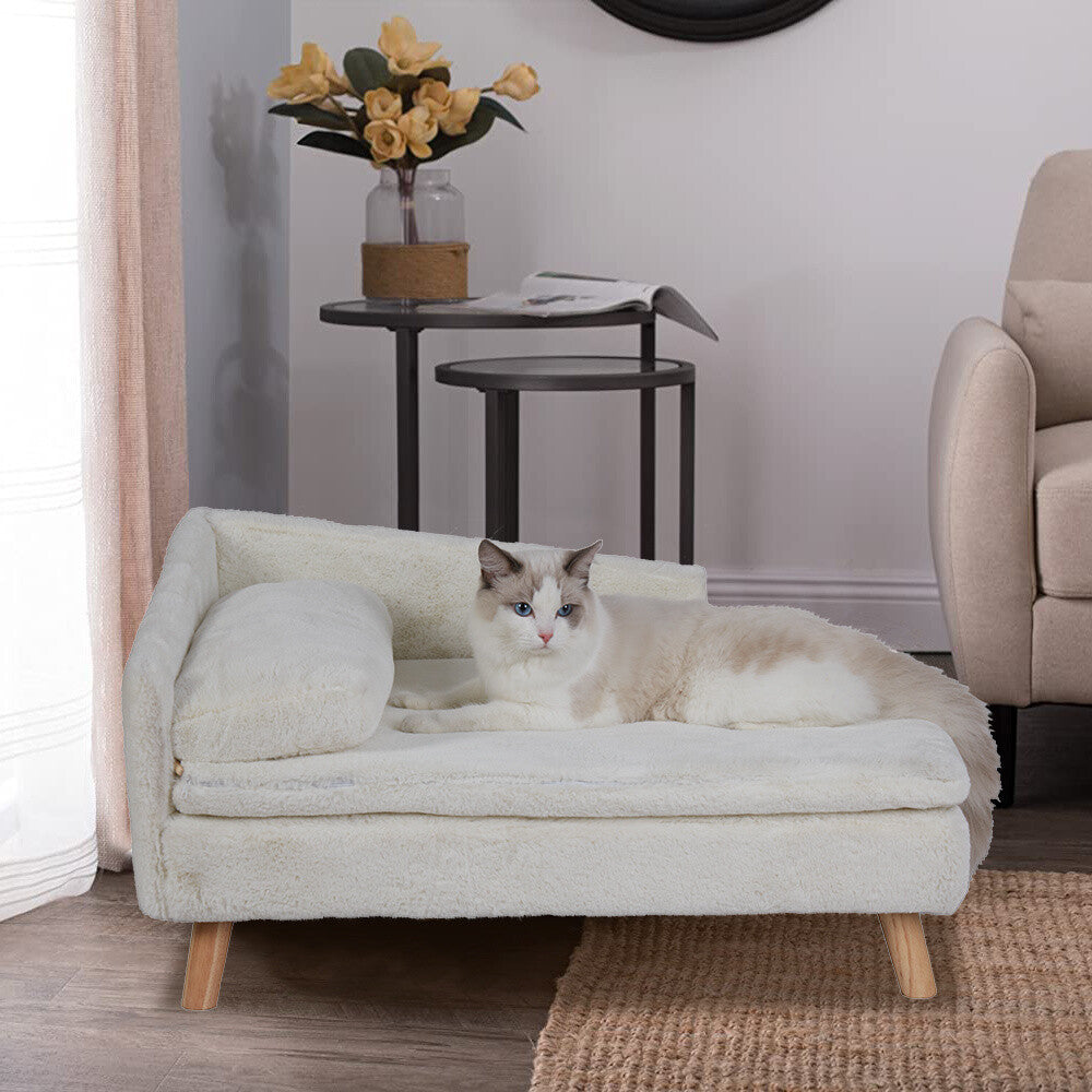 Pet Sofa Bed Snuggle Lounge Elevated Dog Cat Bed W/ Cushion for Small/Medium Pet