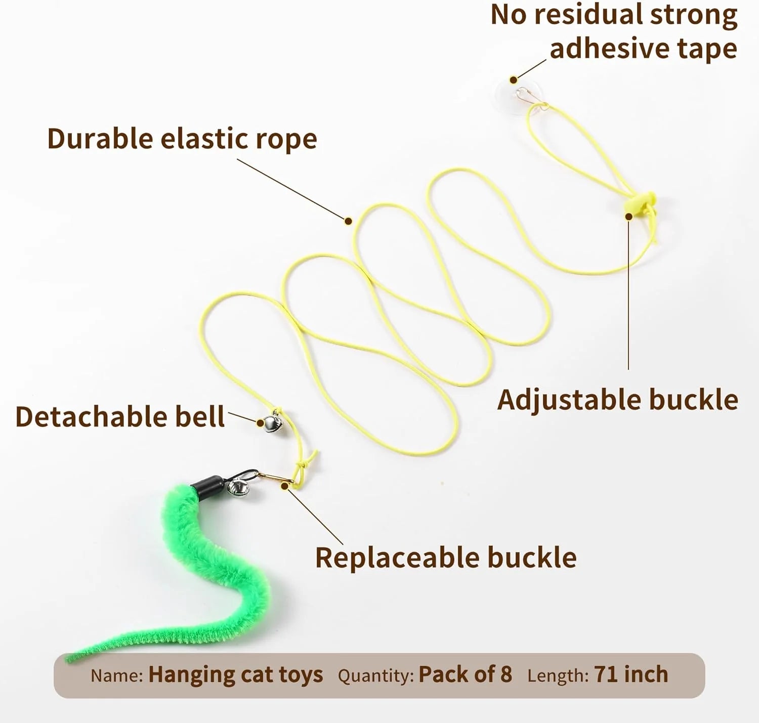 Interactive Cat Toys, 1 Interactive Wand, 8 Assorted Teaser Refills and 3 Indoor Cat Hanging Interactive Toy Suitable for Bored Adult Cats and Kittens Play Chase Exercise