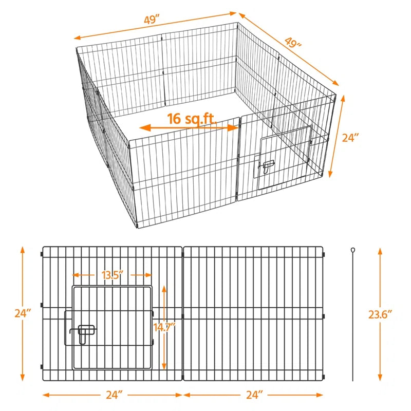 24'' H 8 Panel Metal Exercise Pen with Door