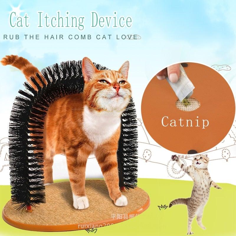 Comfortable Arch Cats Massager Pet Cat Itching Grooming Supplies Round Fleece Base Kitten Toy Scratching Device Brush For