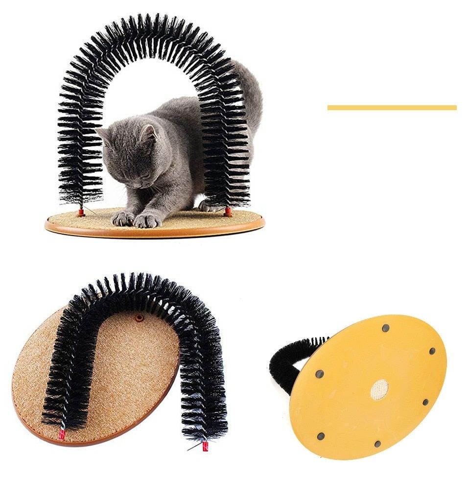 Comfortable Arch Cats Massager Pet Cat Itching Grooming Supplies Round Fleece Base Kitten Toy Scratching Device Brush For