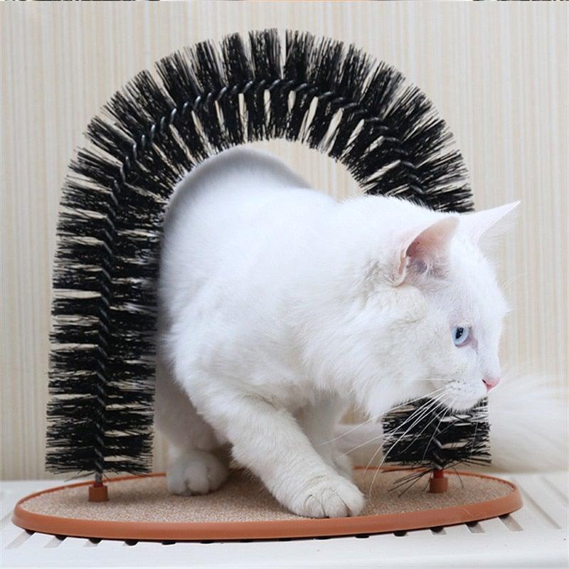Comfortable Arch Cats Massager Pet Cat Itching Grooming Supplies Round Fleece Base Kitten Toy Scratching Device Brush For