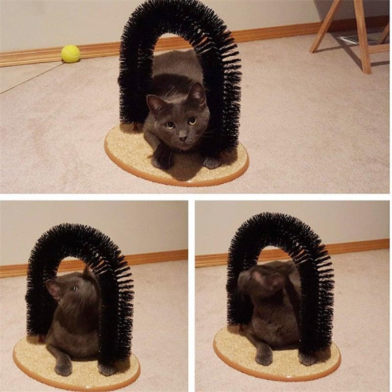 Comfortable Arch Cats Massager Pet Cat Itching Grooming Supplies Round Fleece Base Kitten Toy Scratching Device Brush For