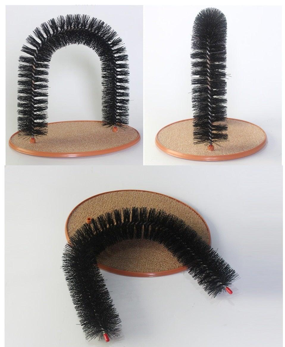 Comfortable Arch Cats Massager Pet Cat Itching Grooming Supplies Round Fleece Base Kitten Toy Scratching Device Brush For