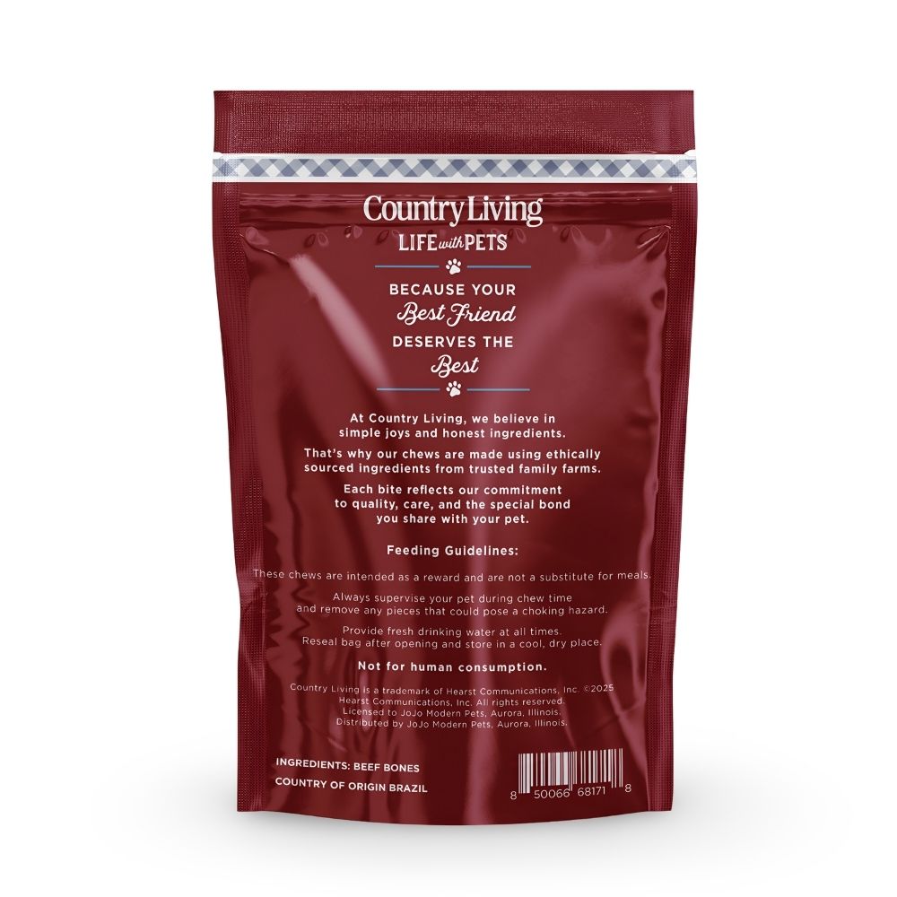Country Living 5”-6” Beef Center Cut Bones for Dogs – 5 Count Bag – All-Natural, Long-Lasting Dog Chews – Single-Ingredient,