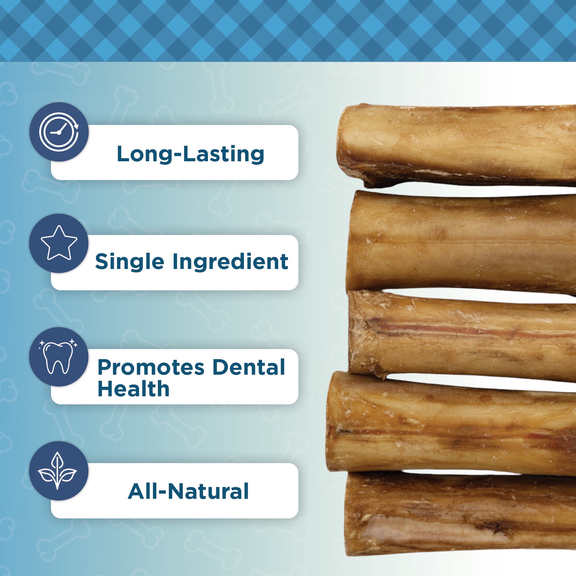 Country Living 5”-6” Beef Center Cut Bones for Dogs – 5 Count Bag – All-Natural, Long-Lasting Dog Chews – Single-Ingredient,