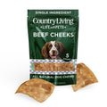 Country Living 4” x 4” Beef Cheek Chip Dog Treats – Chicken Flavor – 5 Count Bag – All-Natural, High-Protein, Long-Lasting