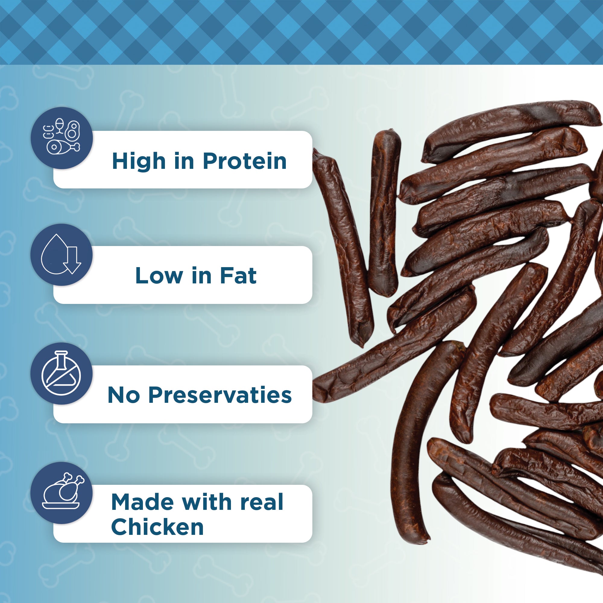 Country Living 4”-5” Beef Flavored Chicken Sausage Dog Treats – 15 Count Bag – Soft & Chewy, High-Protein Training & Reward