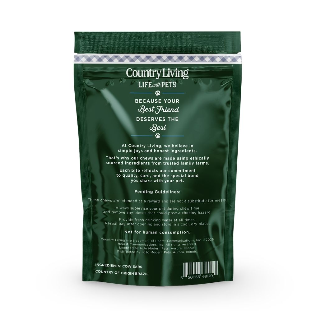 Country Living Natural Cow Ears Dog Chews – 10 Count Bag – All-Natural, Single-Ingredient, Long-Lasting Dog Chews –