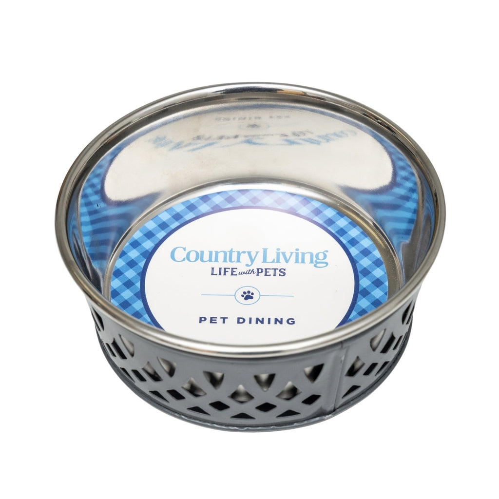 Country Living Set of 2 Stainless Steel Dog Bowls – Farmhouse Style, Ideal for Small to Medium Dogs