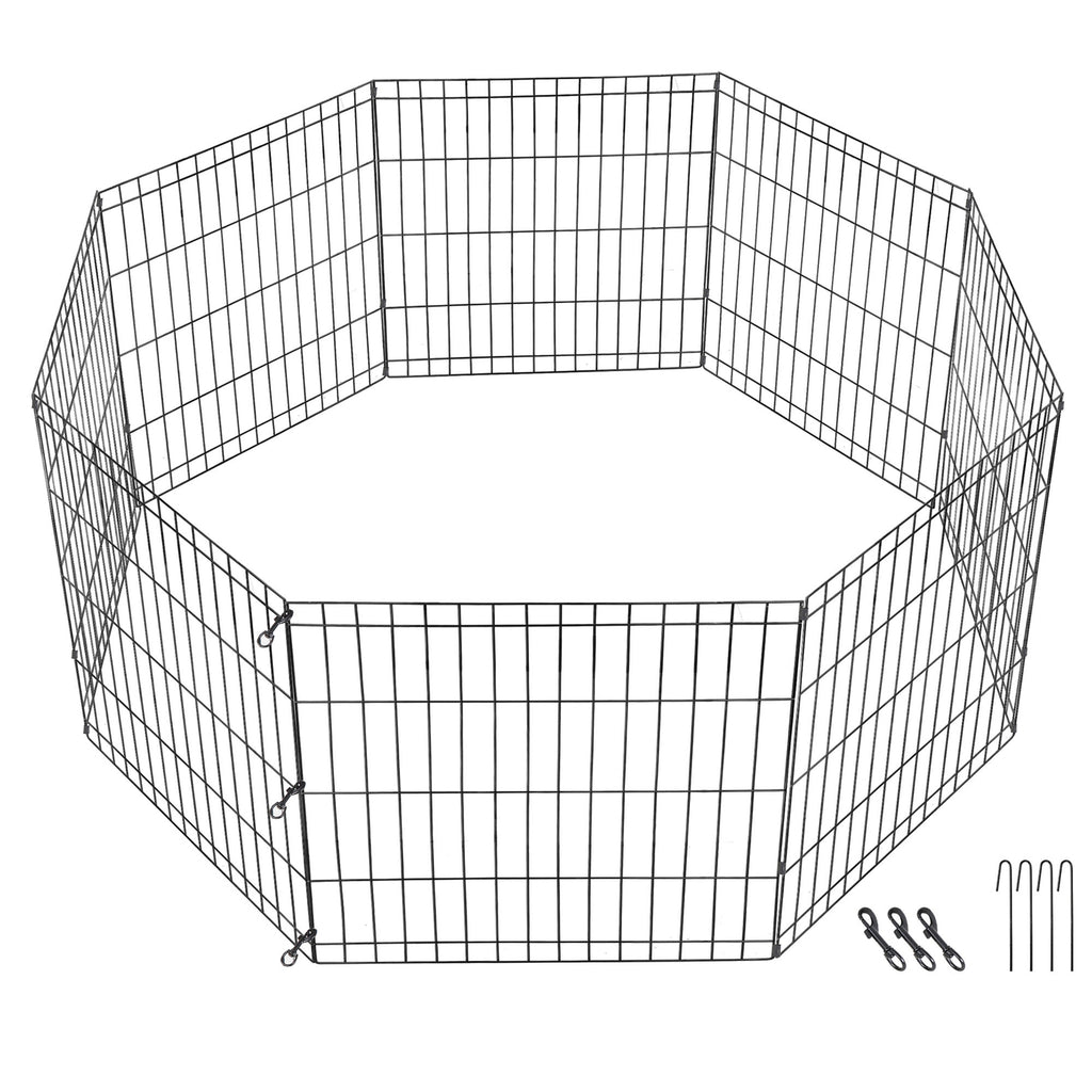 24 Inch Dog Playpen 8 Panels Tall Large Crate Fence Pet Puppy Pen Exercise Cage