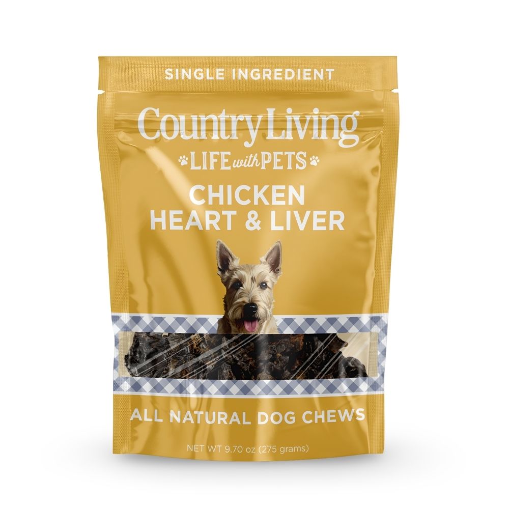 Country Living Dehydrated Chicken Hearts & Livers Dog Treats – 9oz Bag – 100% Natural, High-Protein, Single-Ingredient –