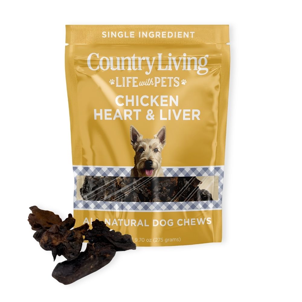 Country Living Dehydrated Chicken Hearts & Livers Dog Treats – 9oz Bag – 100% Natural, High-Protein, Single-Ingredient –